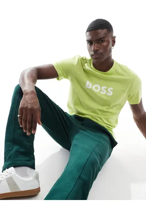 HUGO BOSS Camiseta verde luminoso con logo en el pecho de Boss