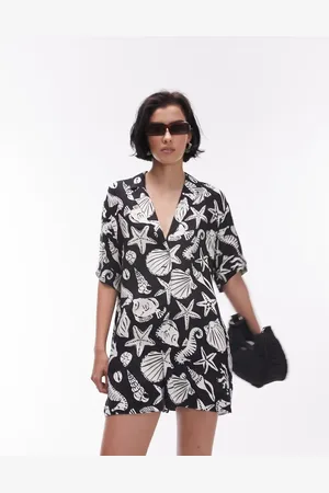 Topshop Mono corto abotonado con estampado de conchas de -Multicolor