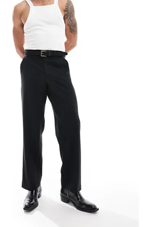 ASOS Pantalones de traje negros de pernera ancha de