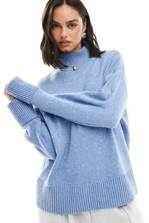ASOS Jersey con cuello subido y puños remangados de punto de -Verde
