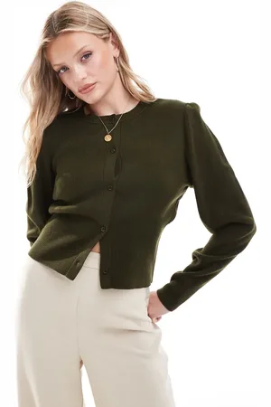 ASOS Cárdigan oscuro entallado de punto compacto de