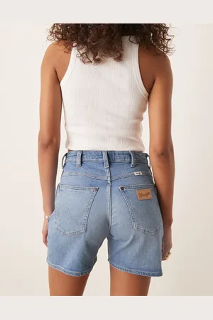 Wrangler Pantalones cortos vaqueros de 5" azul claro de estilo cowboy de