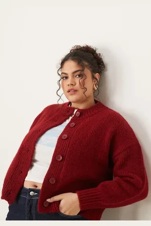 ASOS Cárdigan con cuello redondo de punto suelto de ASOS DESIGN Curve-Verde