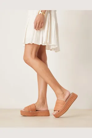 ASOS Sandalias naranja estilo mules sin cierres con plataforma plana Jordyn de