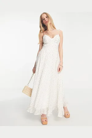 Sister Jane Vestido largo de tirantes con estampado de rosas delicadas Dream de -Blanco