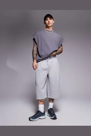 ASOS Pantalones cortos gris jaspeado de corte alargado de