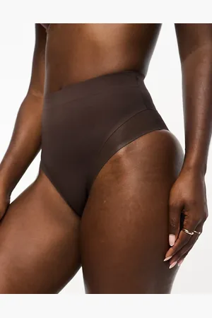 ASOS Braguitas marrones de talle alto con diseño moldeador de compresión media de malla de