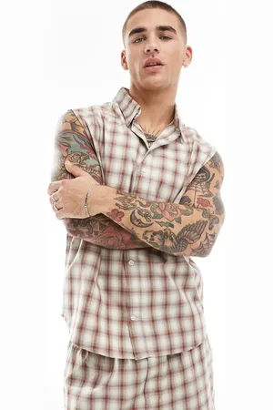 Weekday Camisa beis a cuadros sin mangas Lorentz de (parte de un conjunto)-Beis neutro