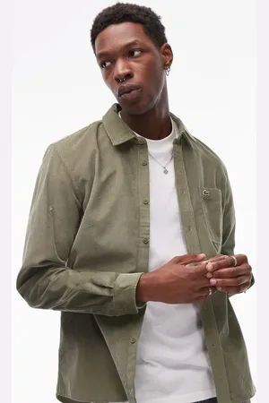 Lacoste Camisa verde caqui de manga larga de pana de (parte de un conjunto)