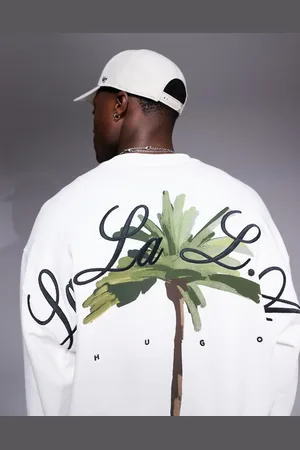 HUGO BOSS Sudadera blanco extragrande con estampado en la espalda Dutap de (parte de un conjunto)
