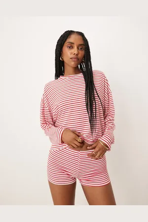 ASOS Camiseta a rayas blancas y rojas de manga larga de (parte de un conjunto)