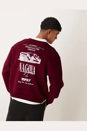 ASOS Sudadera de corte cuadrado extragrande con estampado trasero de coche de -Rojo