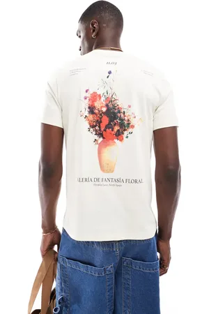 ASOS Camiseta blanco hueso con estampado floral en la espalda de