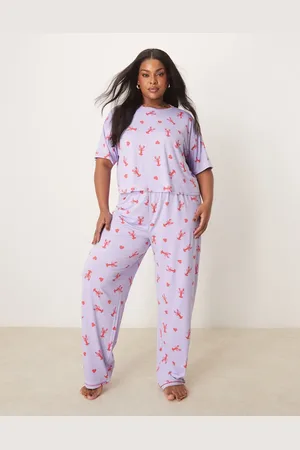 Urban Threads Pantalones con estampado de corazones y langostas de Curve (parte de un conjunto)