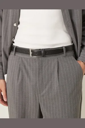 ASOS Cinturón de vestir de cuero sintético con costuras en contraste de