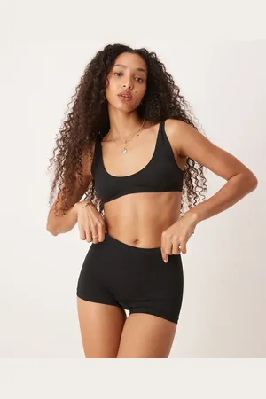 ASOS Pantalones cortos negros de canalé sin costuras de -Sin color