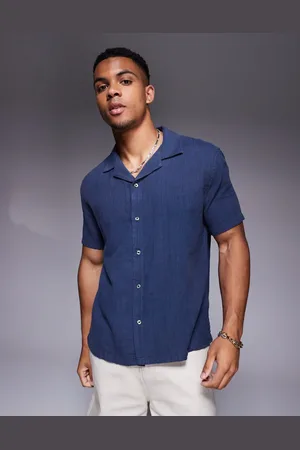Abercrombie & Fitch Camisa de manga corta de lino texturizado de