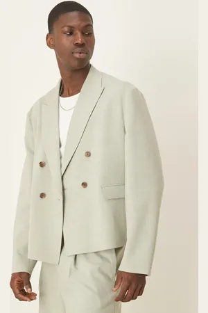 ASOS Chaqueta de traje verde de corte cuadrado de tejido efecto lino de