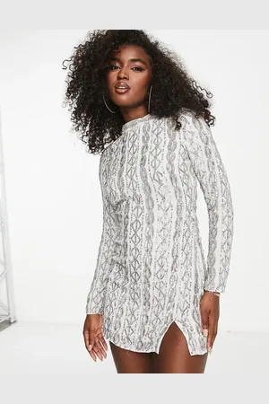 Miss Selfridge Vestido corto de manga larga con diseño estilo cuerdas adornadas premium de