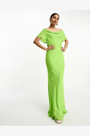 ASOS Vestido largo con cuello desbocado y mangas fluidas de
