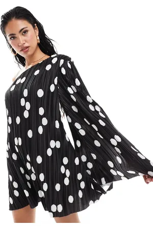 ASOS Vestido corto plisado y asimétrico con monocromáticos de -Multicolor