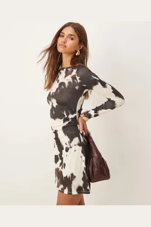 ASOS Vestido corto de manga larga con de -Multicolor