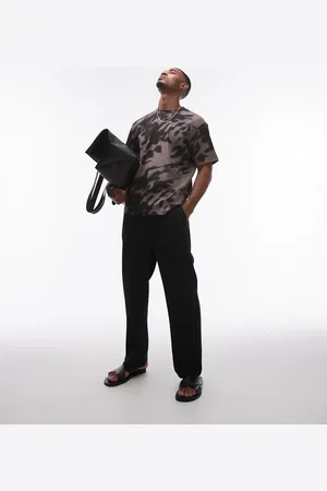 Topman Camiseta morada plisada extragrande con estampado sombreado de -Morado