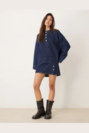ASOS Minifalda vaquera azul añil con detalle de botones de