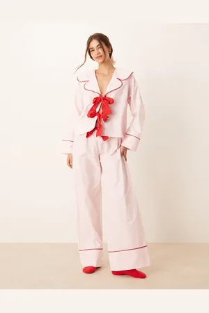 ASOS Pantalones de pijama rosas de pernera ancha de (parte de un conjunto)