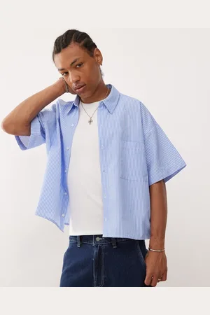 Reclaimed Camisa de manga corta y corte cuadrado con raya diplomática de