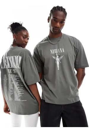 ASOS Camiseta unisex extragrande con estampado gráfico con licencia de gira de Nirvana de