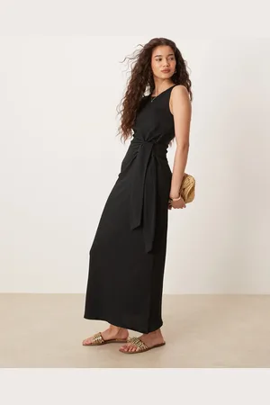 MANGO Vestido semilargo con detalle de lazada en la cintura de