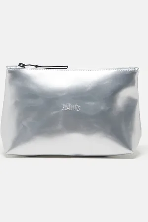 Rains Neceser de maquillaje plateado impermeable de