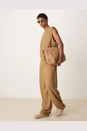 ASOS Joggers marrones con patrón de jacquard a rayas de (parte de un conjunto)