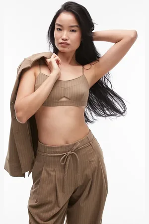 ASOS Bralette de sastre color camel con raya diplomática de -Azul