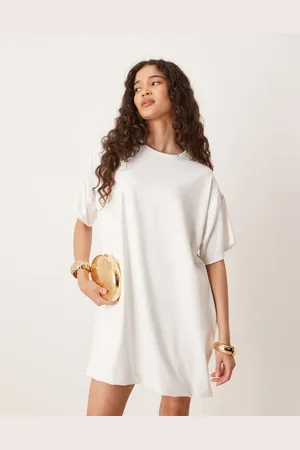 ASOS Vestido camisero de estilo camiseta con diseño abullonado de tejido de tacto de algodón de