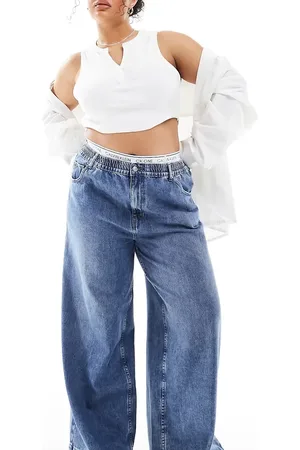 ASOS Vaqueros azul medio sin cierres de ASOS DESIGN Curve