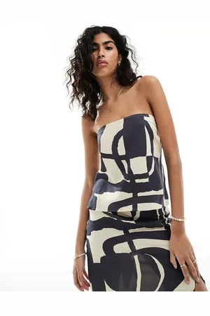 ASOS Top monocromático con estampado abstracto y escote palabra de honor de (parte de un conjunto)-Multicolor