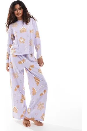 ASOS Pijama de pantalones y top de manga larga con estampado de casas de jengibre de