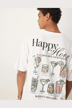 ASOS Camiseta blanca extragrande con estampado gráfico de bebidas de