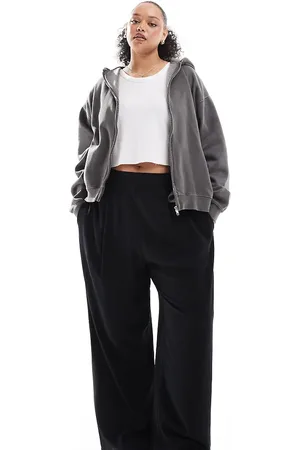 ASOS Pantalones negros sin cierres de pernera recta de Curve