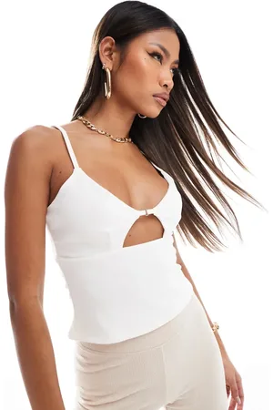 ASOS Top color de tirantes con copas de -Blanco