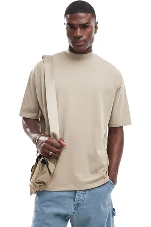 ASOS Camiseta color piedra básica extragrande con cuello subido de -Verde