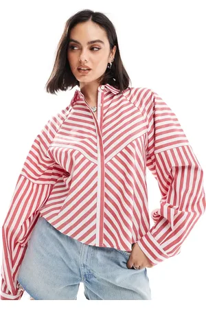 ASOS Camisa a con mangas voluminosas y diseño dividido de -Rojo