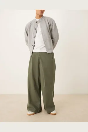 ASOS Pantalones verdes de corte herradura con detalle cruzado de -Marrón