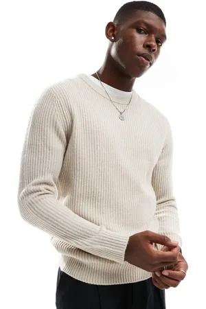 JJ Jersey beis con cuello redondo de canalé de -Beis neutro