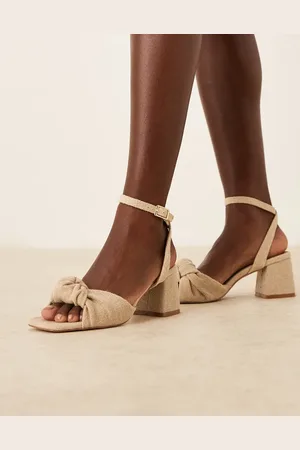 ASOS Sandalias beis de tacón medio con detalle anudado Hansel de -Neutro