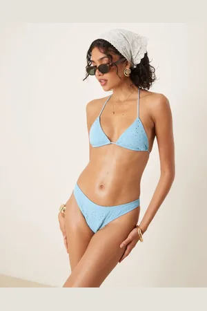 ASOS Top de bikini triangular con estampado de cachemir de tejido texturizado Tia de
