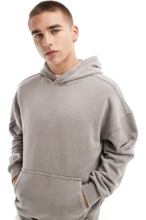 Hollister Sudadera marrón grisáceo lavado de corte cuadrado con capucha de