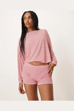 ASOS Pantalones muy cortos a rayas rojas y blancas de (parte de un conjunto)